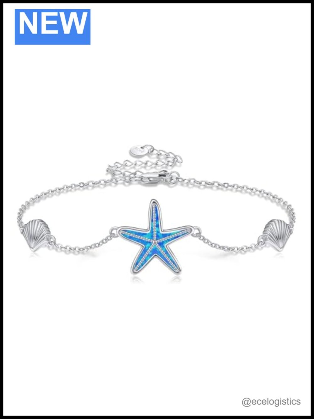 Sterling Silver Starfish Shell Bracelet Ocean Jewelry for Women